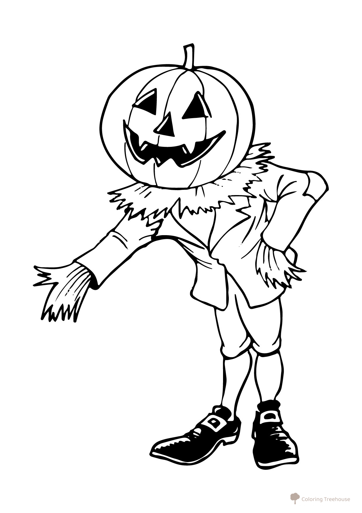 Person with Pumpkin Head Coloring Page free printable Halloween Coloring Pages: Pumpkins, Fairy Tale Characters, and Masks coloring page