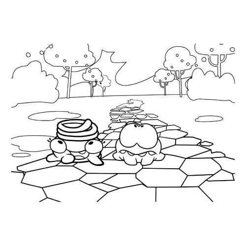 Página para colorear de Am Nyam en el parque dibujo para colorear gratis de Páginas para colorear de Am Nyam (Om Nom)