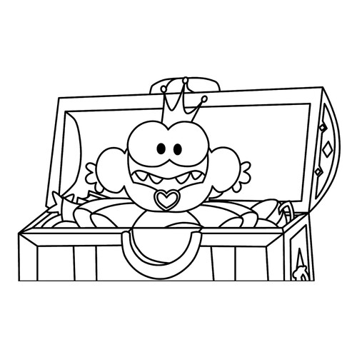 Página para colorear de Am Nyam con vestido de princesa dibujo para colorear gratis de Páginas para colorear de Am Nyam (Om Nom)