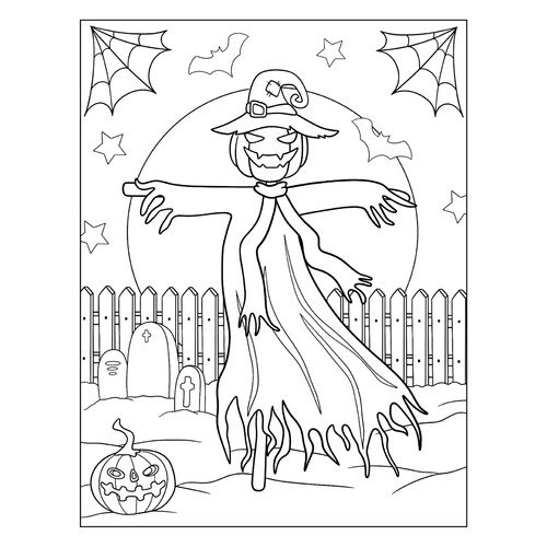 Púgalo con disfraz de bruja - página para colorear dibujo para colorear gratis de Páginas para colorear de Halloween: calabazas, personajes y máscaras