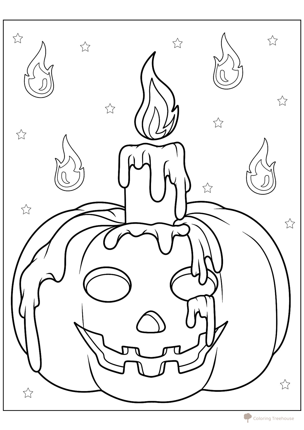 Página para colorear: Calabaza con vela para Halloween dibujo para colorear gratis de Páginas para colorear de Halloween: calabazas, personajes y máscaras