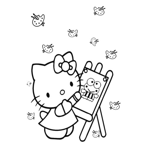 Página para colorear Artista Kitty dibujo para colorear gratis de Hello Kitty Coloring Pages