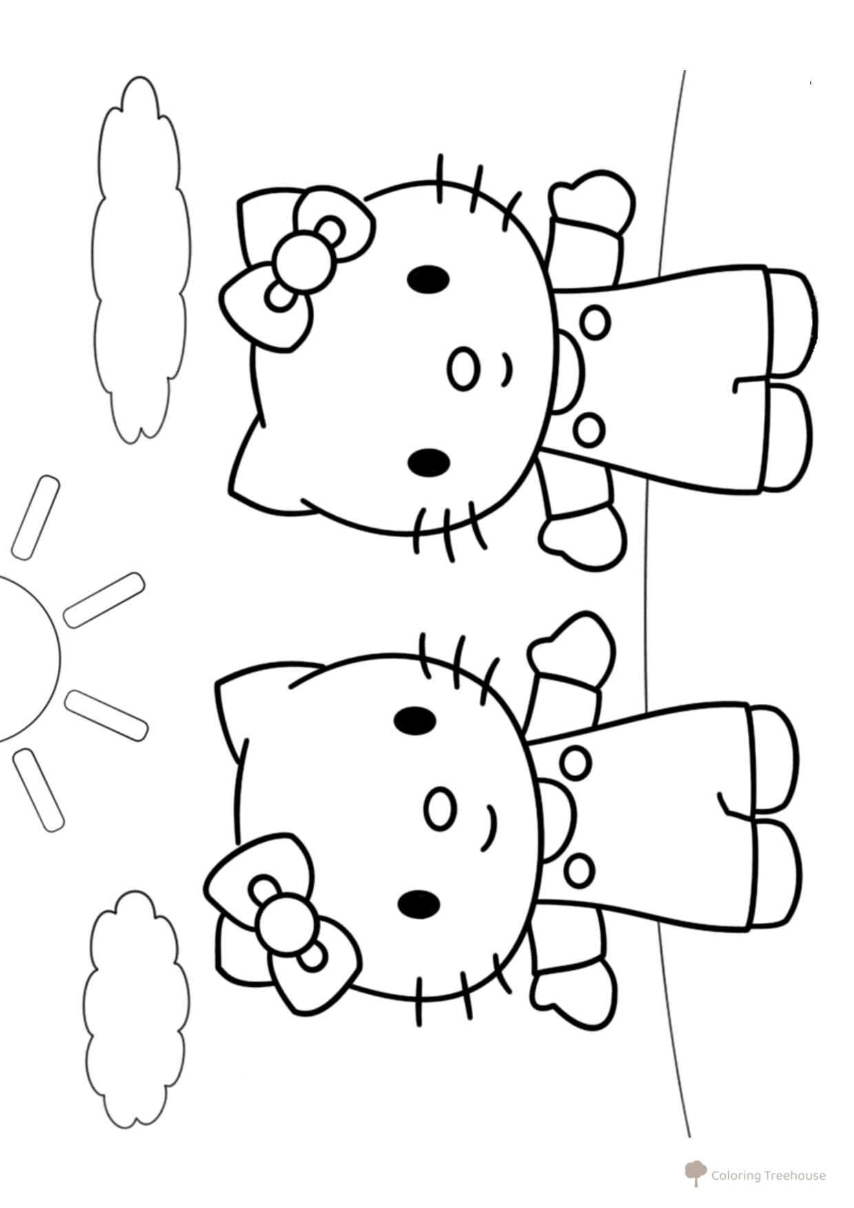 Kitty and Mimmy Coloring Page free printable Hello Kitty Coloring Pages coloring page