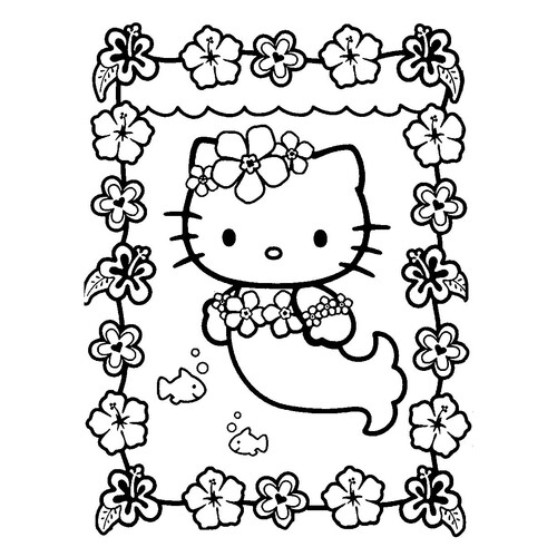 Colorear: Hello Kitty sirena dibujo para colorear gratis de Hello Kitty Coloring Pages