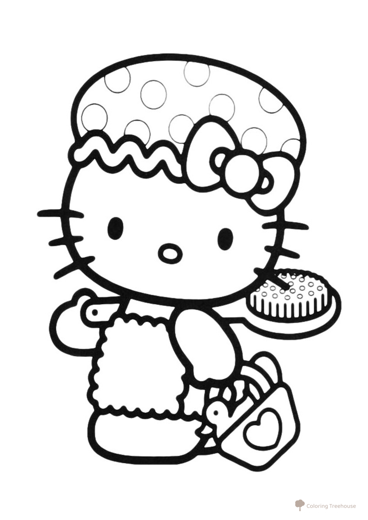 Hello Kitty Getting Ready to Swim Coloring Page free printable Hello Kitty Coloring Pages coloring page