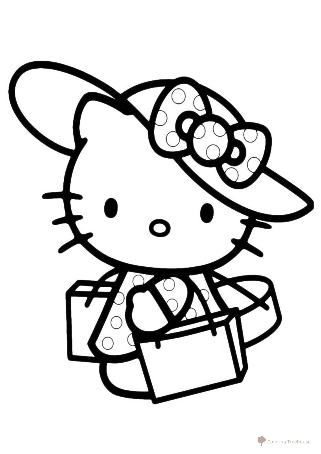 Kitty идёт за покупками — раскраска 免费可打印Hello Kitty(凯蒂猫)涂色页涂色页