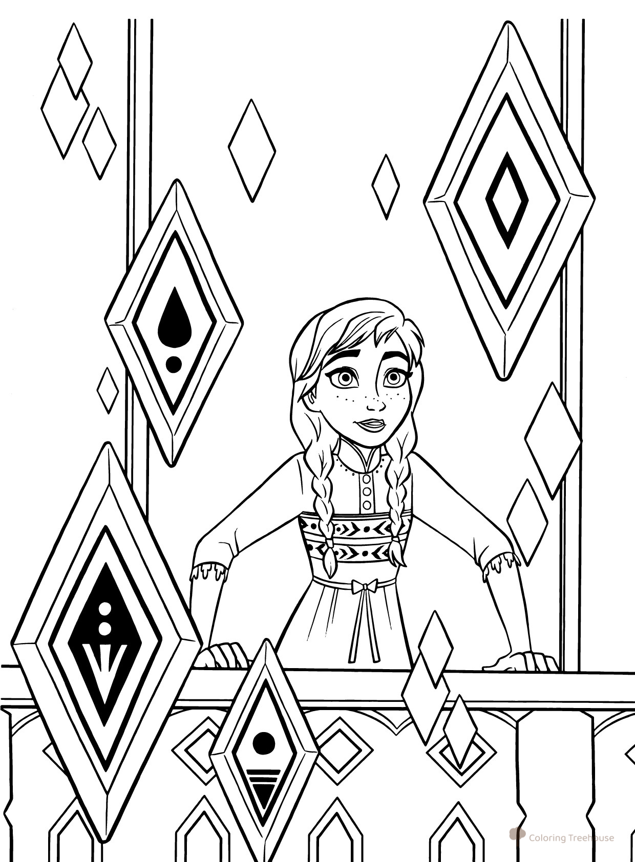 Anna and the Elemental Crystals Coloring Page free printable Frozen 2 Coloring Pages coloring page