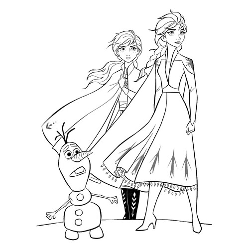 Elsa, Anna and Olaf Coloring Page free printable Frozen 2 Coloring Pages coloring page