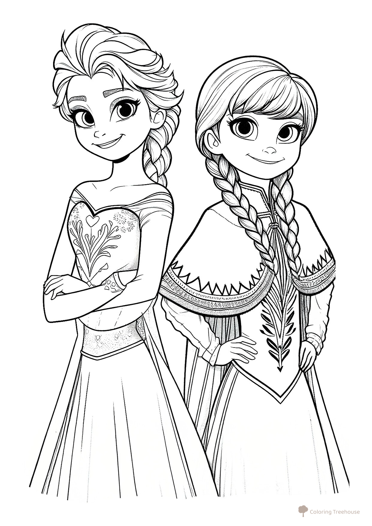 Página para colorear «Elsa y Anna de Frozen 2» dibujo para colorear gratis de Páginas para colorear de Frozen 2