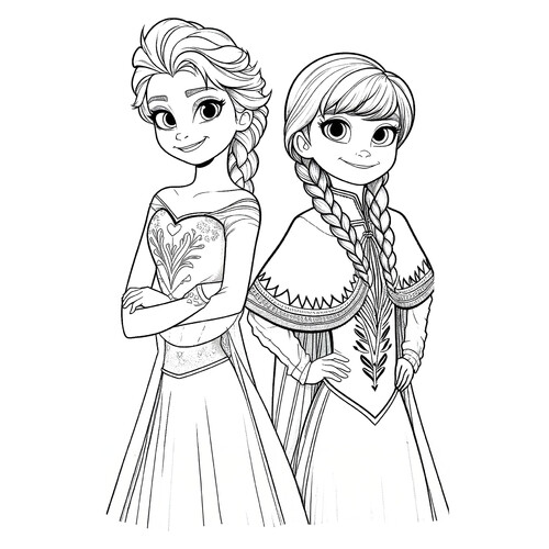 Página para colorear «Elsa y Anna de Frozen 2» dibujo para colorear gratis de Páginas para colorear de Frozen 2