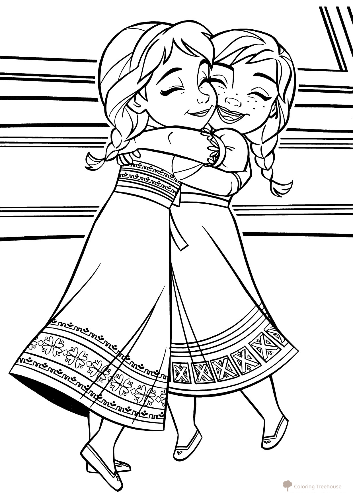 Little Anna and Elsa Coloring Page free printable Frozen 2 Coloring Pages coloring page