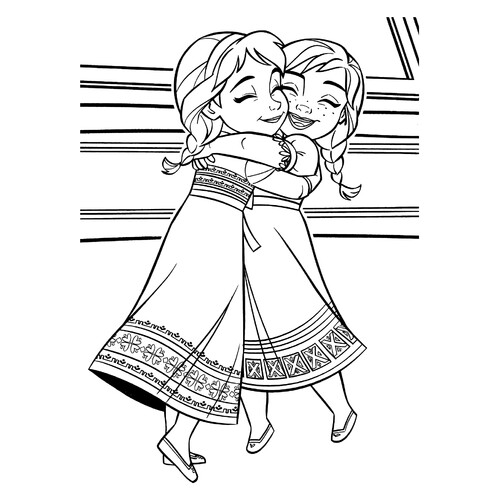 Little Anna and Elsa Coloring Page free printable Frozen 2 Coloring Pages coloring page