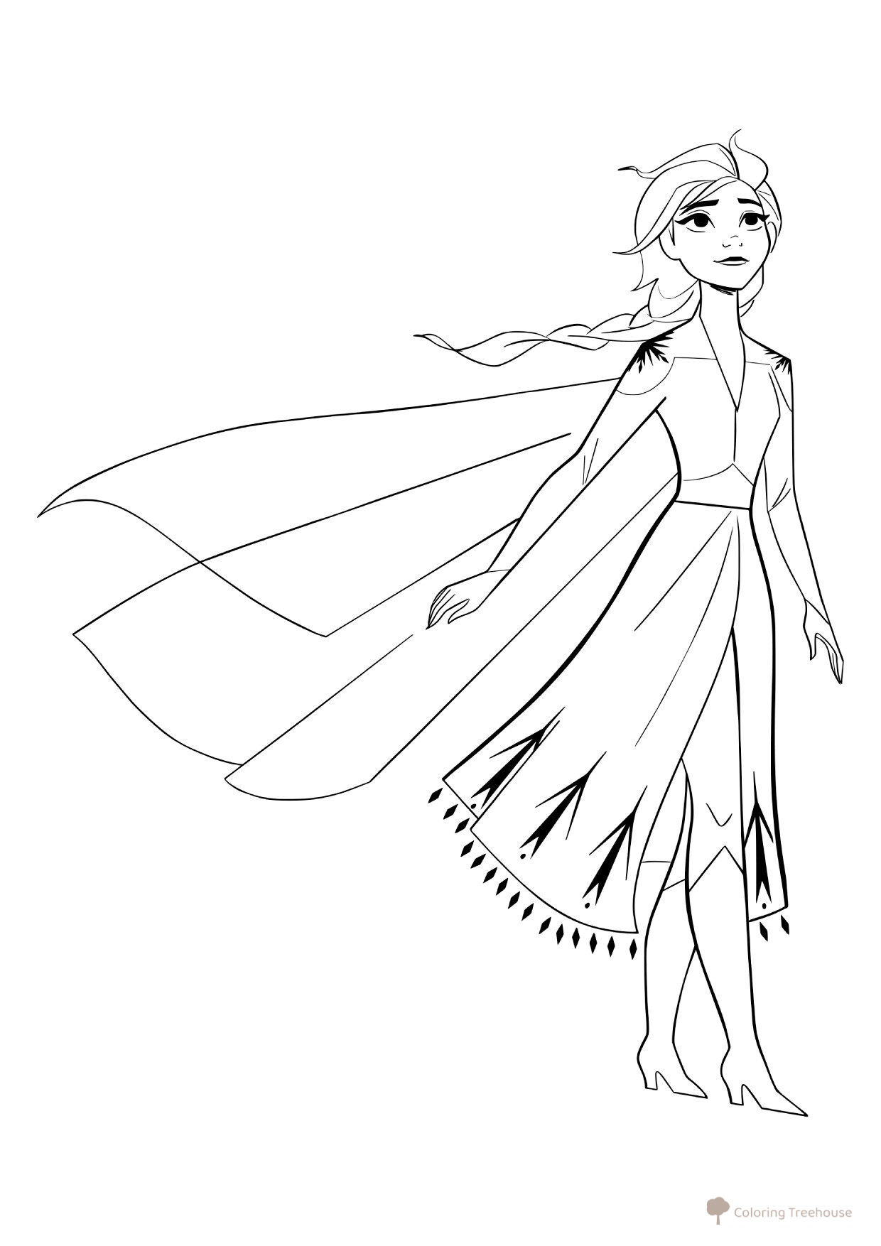 Página para colorear Princesa Elsa dibujo para colorear gratis de Páginas para colorear de Frozen 2