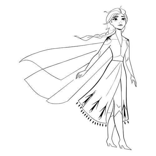 Página para colorear Princesa Elsa dibujo para colorear gratis de Páginas para colorear de Frozen 2