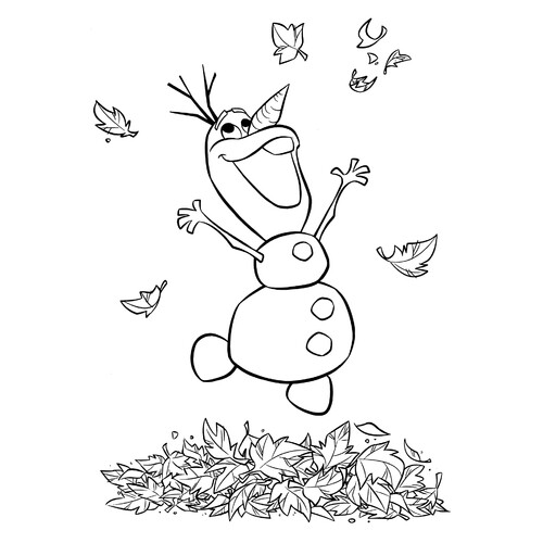 Página para colorear «Feliz muñeco de nieve Olaf» dibujo para colorear gratis de Páginas para colorear de Frozen 2