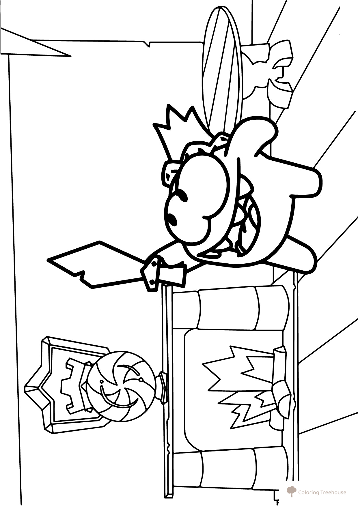 Página para colorear: Rey Om Nom con espada dibujo para colorear gratis de Páginas para colorear de Am Nyam (Om Nom)