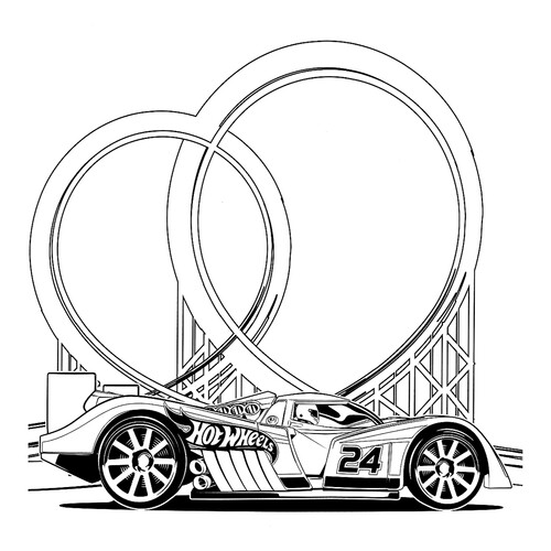 Hot Wheels on a Track Coloring Page free printable Hot Wheels Coloring Pages coloring page