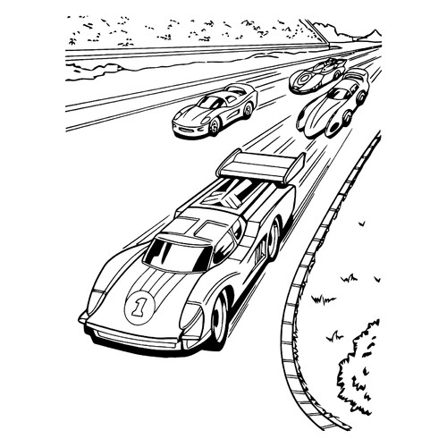 Hot Wheels on the Track Coloring Page free printable Hot Wheels Coloring Pages coloring page