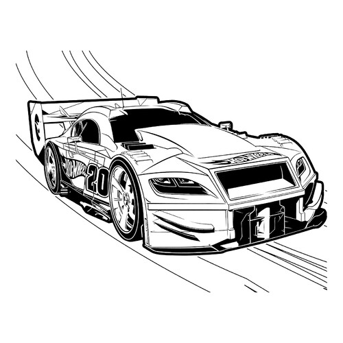 Página para colorear «Hot Wheels en las curvas» dibujo para colorear gratis de Páginas para colorear de Hot Wheels
