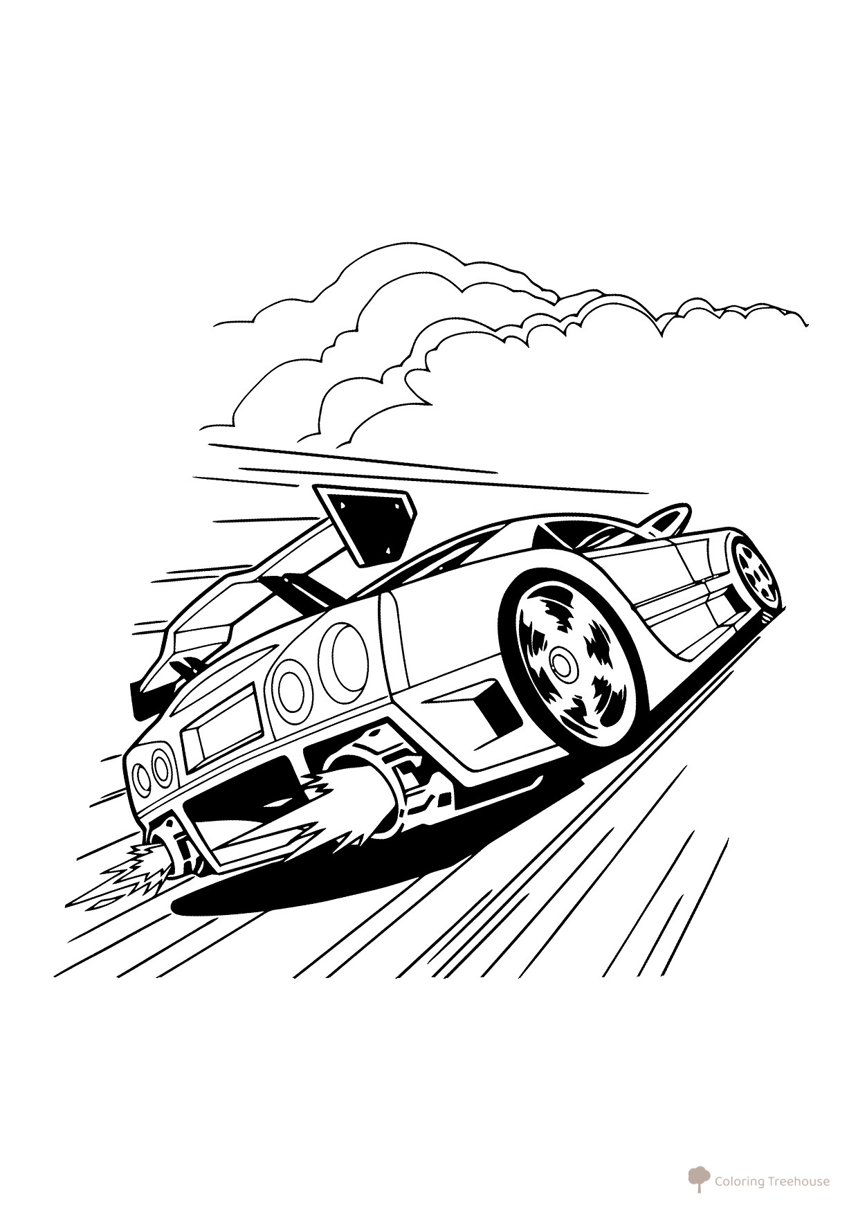 Página para colorear «Hot Wheels: fuego desde el silenciador» dibujo para colorear gratis de Páginas para colorear de Hot Wheels