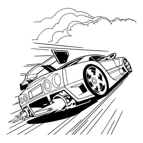 Hot Wheels Coloring Page: Flame from the Exhaust free printable Hot Wheels Coloring Pages coloring page