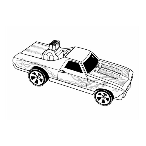 Página para colorear «Hot Wheels pickup» dibujo para colorear gratis de Páginas para colorear de Hot Wheels