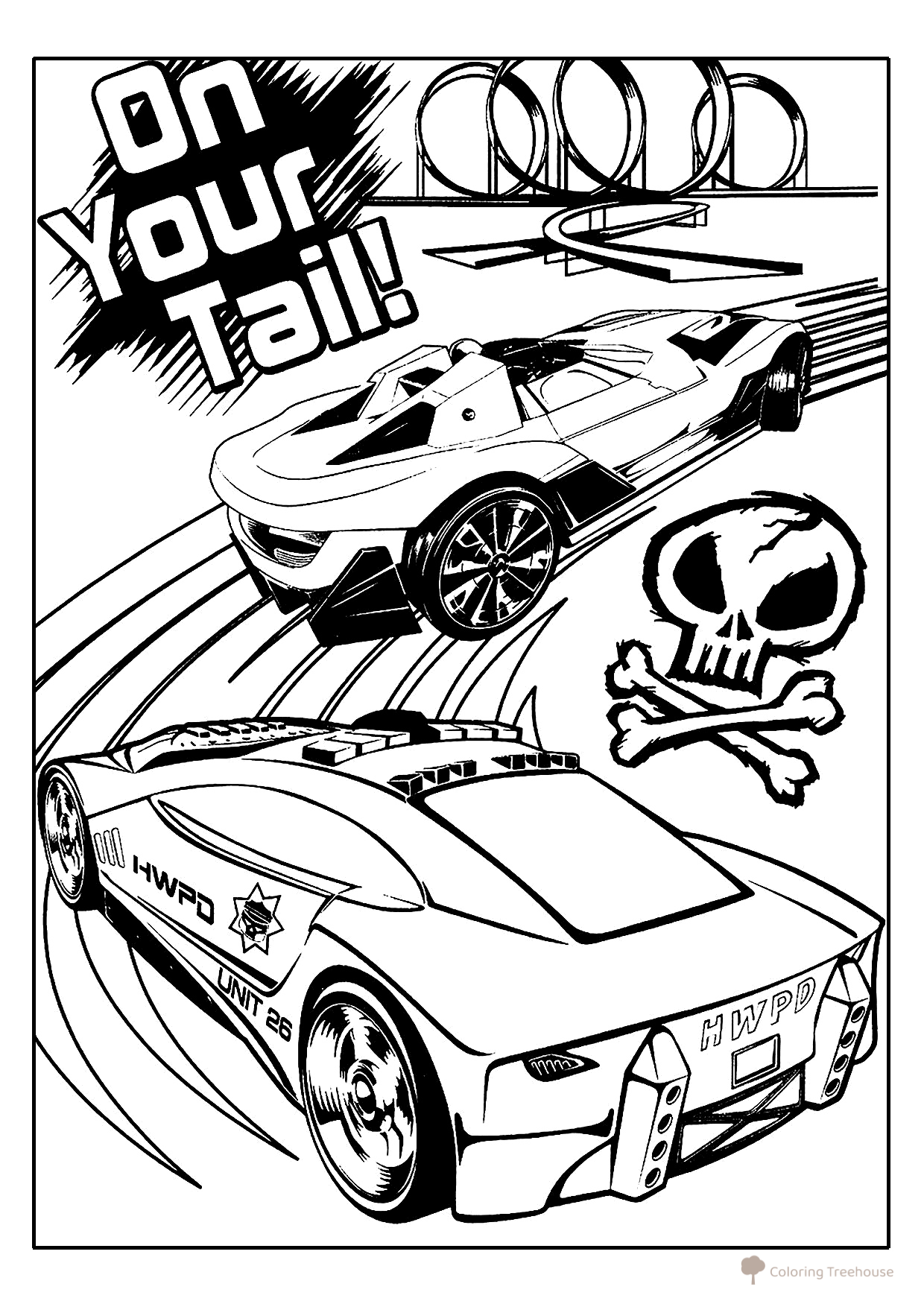 Página para colorear «Hot Wheels Policía» dibujo para colorear gratis de Páginas para colorear de Hot Wheels