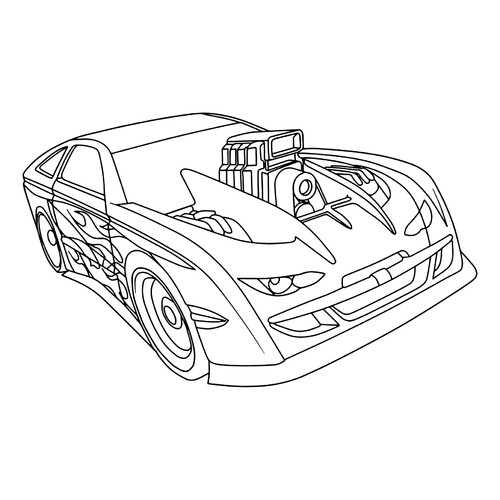 Hot Wheels Coloring Page: Car with a Huge Motor free printable Hot Wheels Coloring Pages coloring page