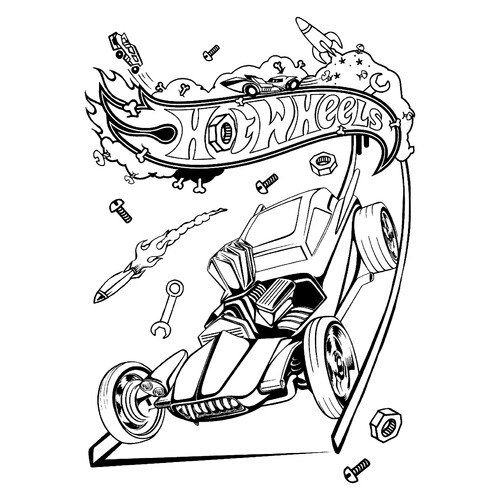 Hot Wheels at the Finish Line Coloring Page free printable Hot Wheels Coloring Pages coloring page