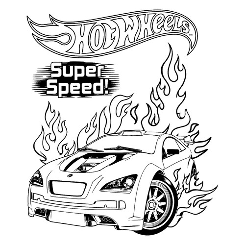 Hot Wheels in Flames Coloring Page free printable Hot Wheels Coloring Pages coloring page