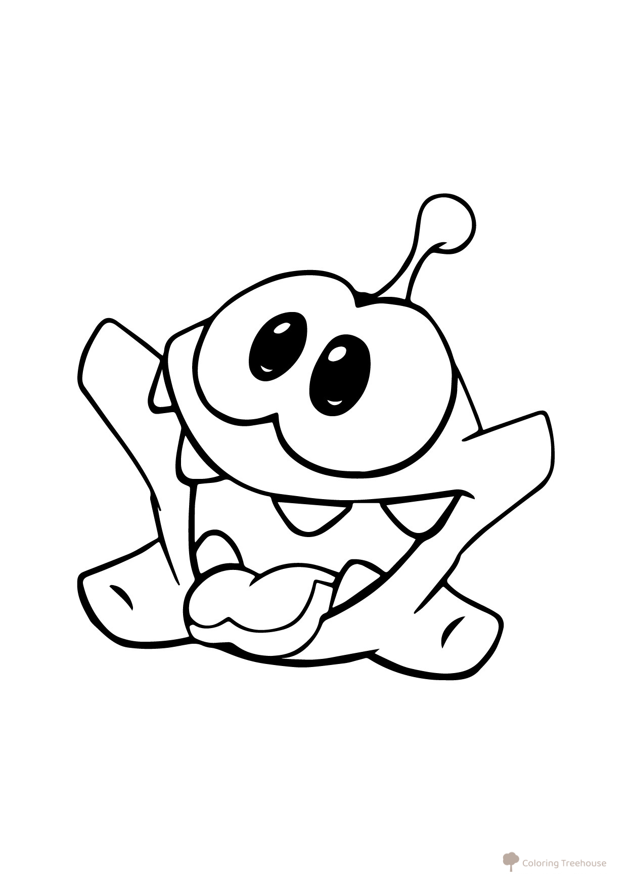 Página para colorear 'Feliz Om Nom' dibujo para colorear gratis de Páginas para colorear de Am Nyam (Om Nom)