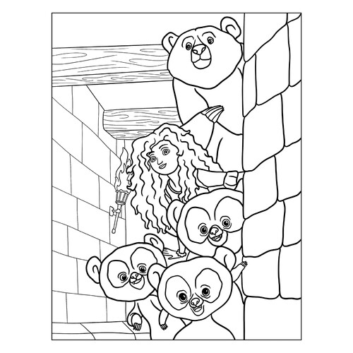 Merida and the Bears Coloring Page free printable Brave Coloring Pages coloring page