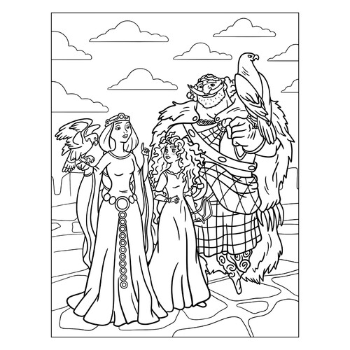 Merida Coloring Page — King and Queen free printable Brave Coloring Pages coloring page