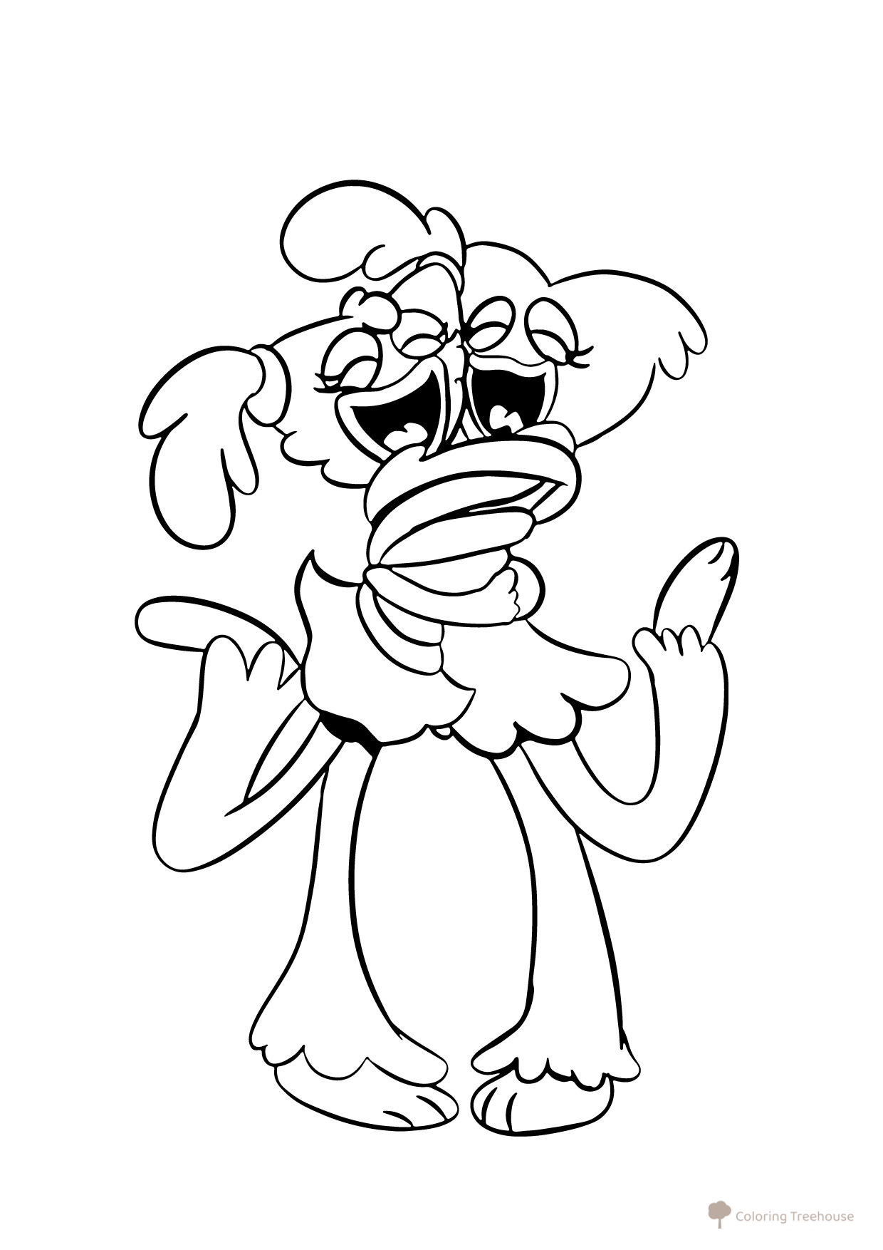 Huggy Wuggy and Kissy Missy Hugging Coloring Page free printable Huggy Wuggy and Kissy Missy Coloring Pages coloring page