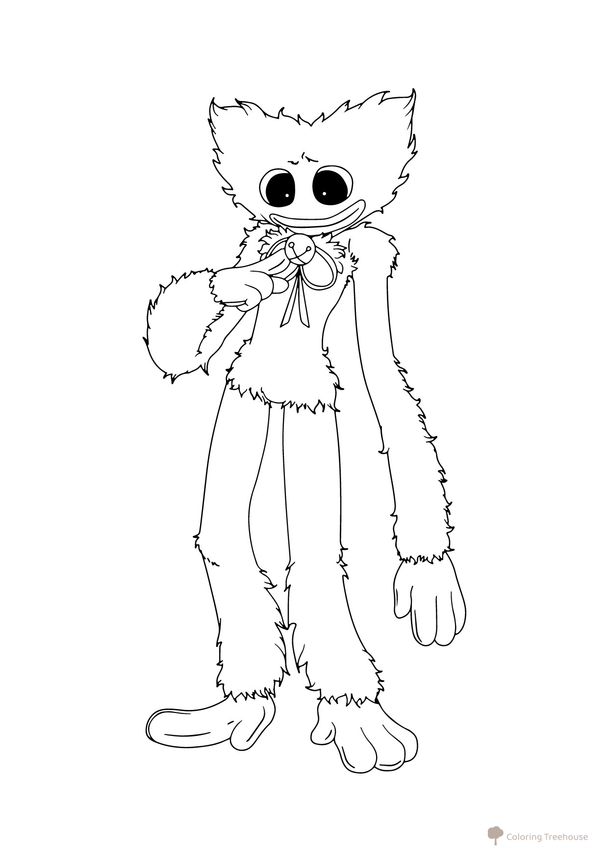 Página para colorear de Huggy Wuggy con campanita de gato dibujo para colorear gratis de Páginas para colorear de Huggy Wuggy y Kissy Missy