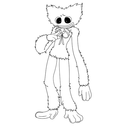 Página para colorear de Huggy Wuggy con campanita de gato dibujo para colorear gratis de Páginas para colorear de Huggy Wuggy y Kissy Missy