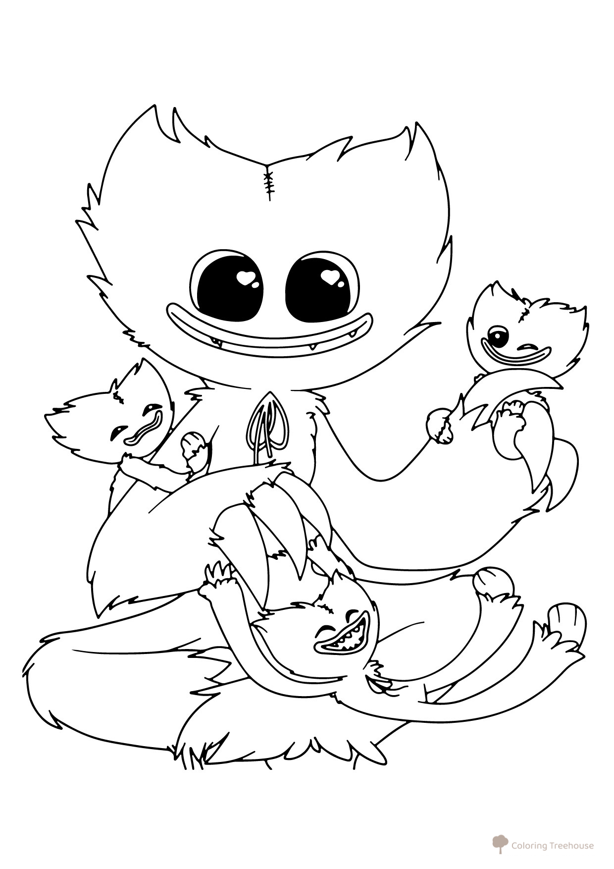 Página para colorear de Haggi Vaggi con bebés dibujo para colorear gratis de Páginas para colorear de Huggy Wuggy y Kissy Missy