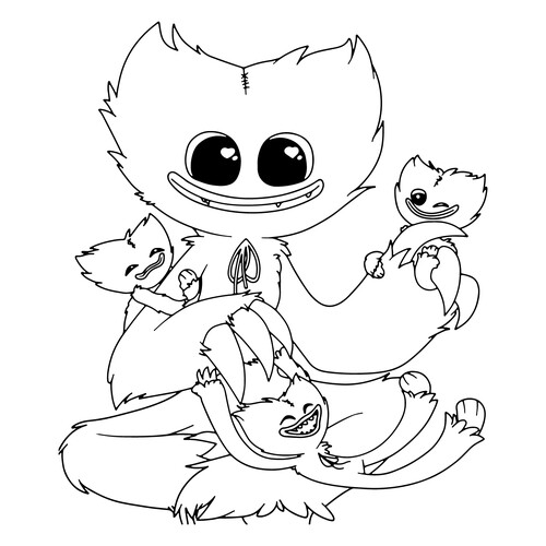 Página para colorear de Haggi Vaggi con bebés dibujo para colorear gratis de Páginas para colorear de Huggy Wuggy y Kissy Missy