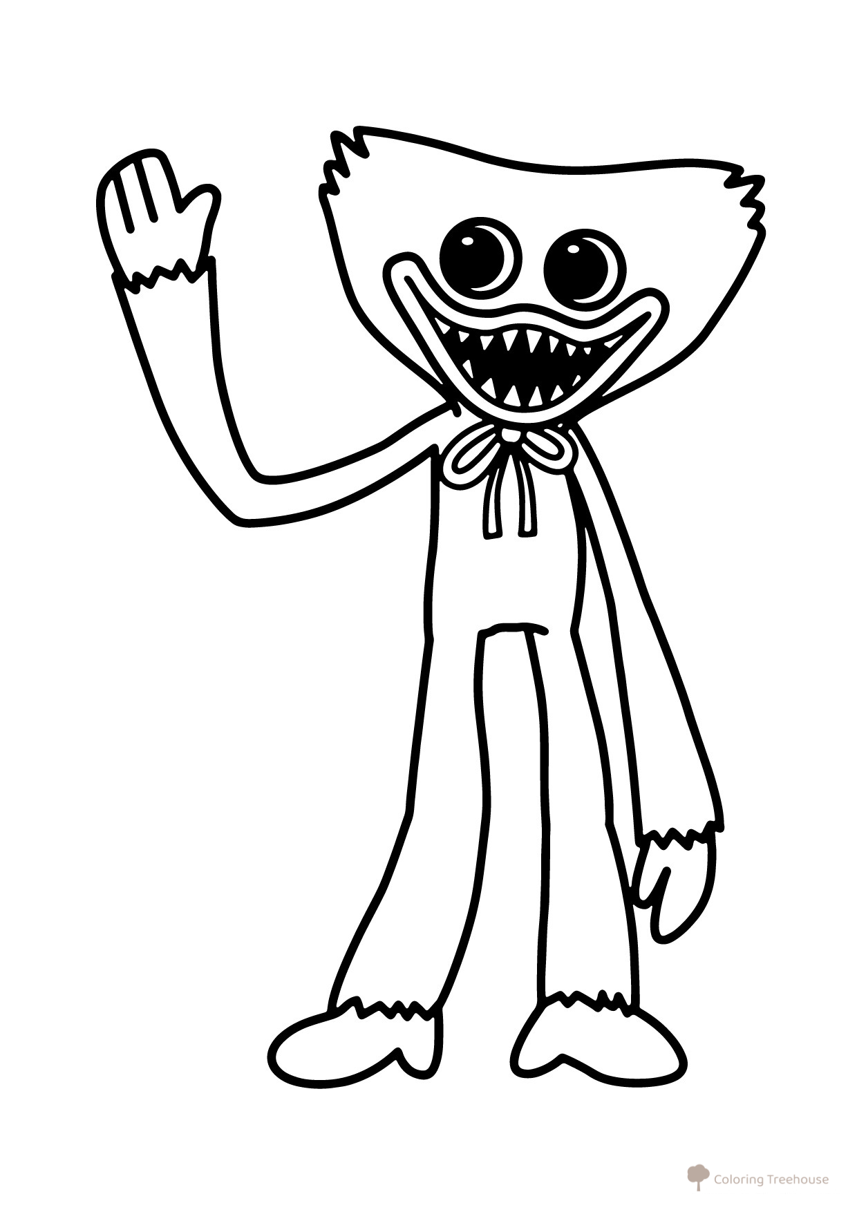 Huggy Wuggy Coloring Page — Monster Waving free printable Huggy Wuggy and Kissy Missy Coloring Pages coloring page