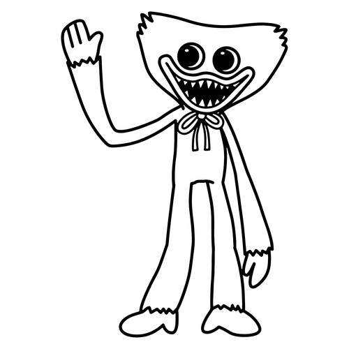 Huggy Wuggy Coloring Page — Monster Waving free printable Huggy Wuggy and Kissy Missy Coloring Pages coloring page