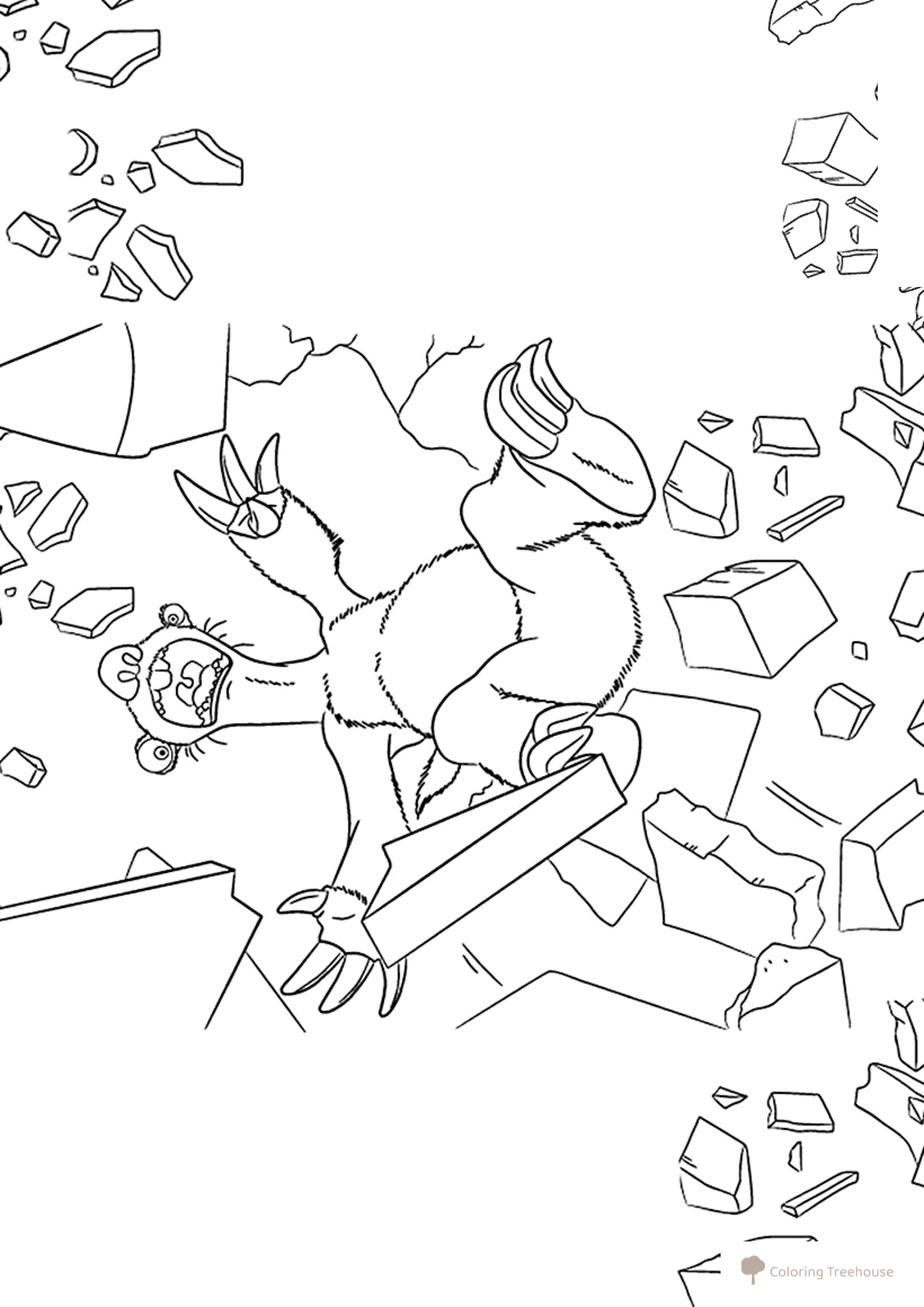 Página para colorear 'Pobrecito Sid cae' dibujo para colorear gratis de Ice Age: Collision Course Coloring Pages