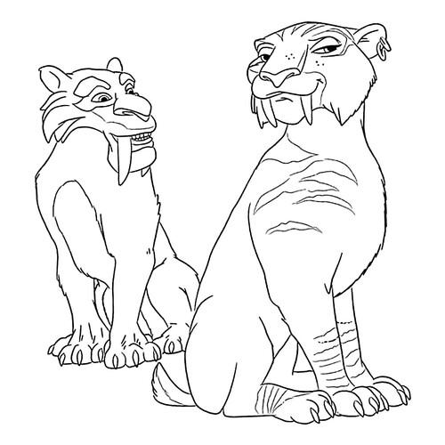 Página para colorear de Diego y Shira dibujo para colorear gratis de Ice Age: Collision Course Coloring Pages