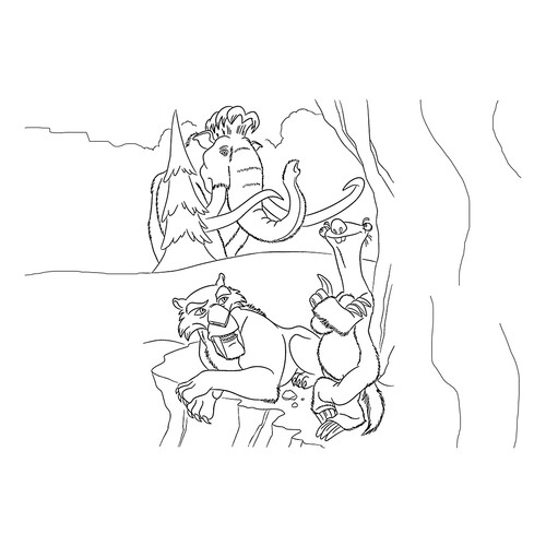 Página para colorear: Diego, Manny y Sid dibujo para colorear gratis de Ice Age: Collision Course Coloring Pages