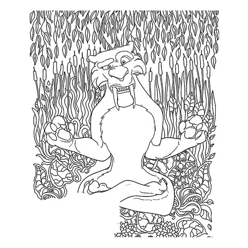 Página para colorear: Diego practica yoga dibujo para colorear gratis de Ice Age: Collision Course Coloring Pages