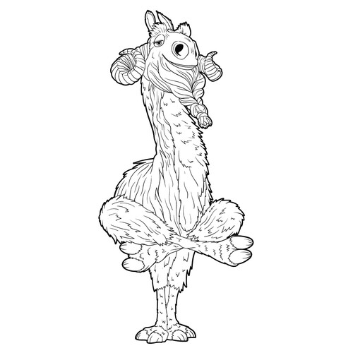 Dibujo para colorear: Shangri-Lama en la pose del gallo dibujo para colorear gratis de Ice Age: Collision Course Coloring Pages