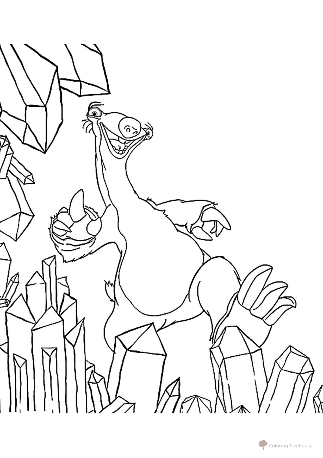 Sid with Crystals Coloring Page free printable Ice Age: Collision Course Coloring Pages coloring page