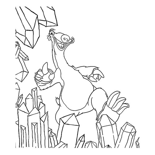 Sid with Crystals Coloring Page free printable Ice Age: Collision Course Coloring Pages coloring page