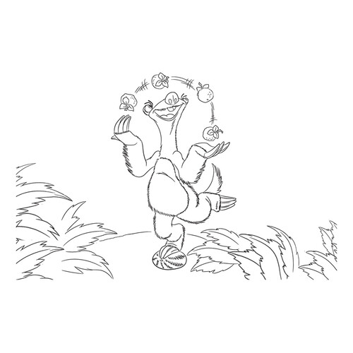 Página para colorear: Sid hace malabares con bayas dibujo para colorear gratis de Ice Age: Collision Course Coloring Pages