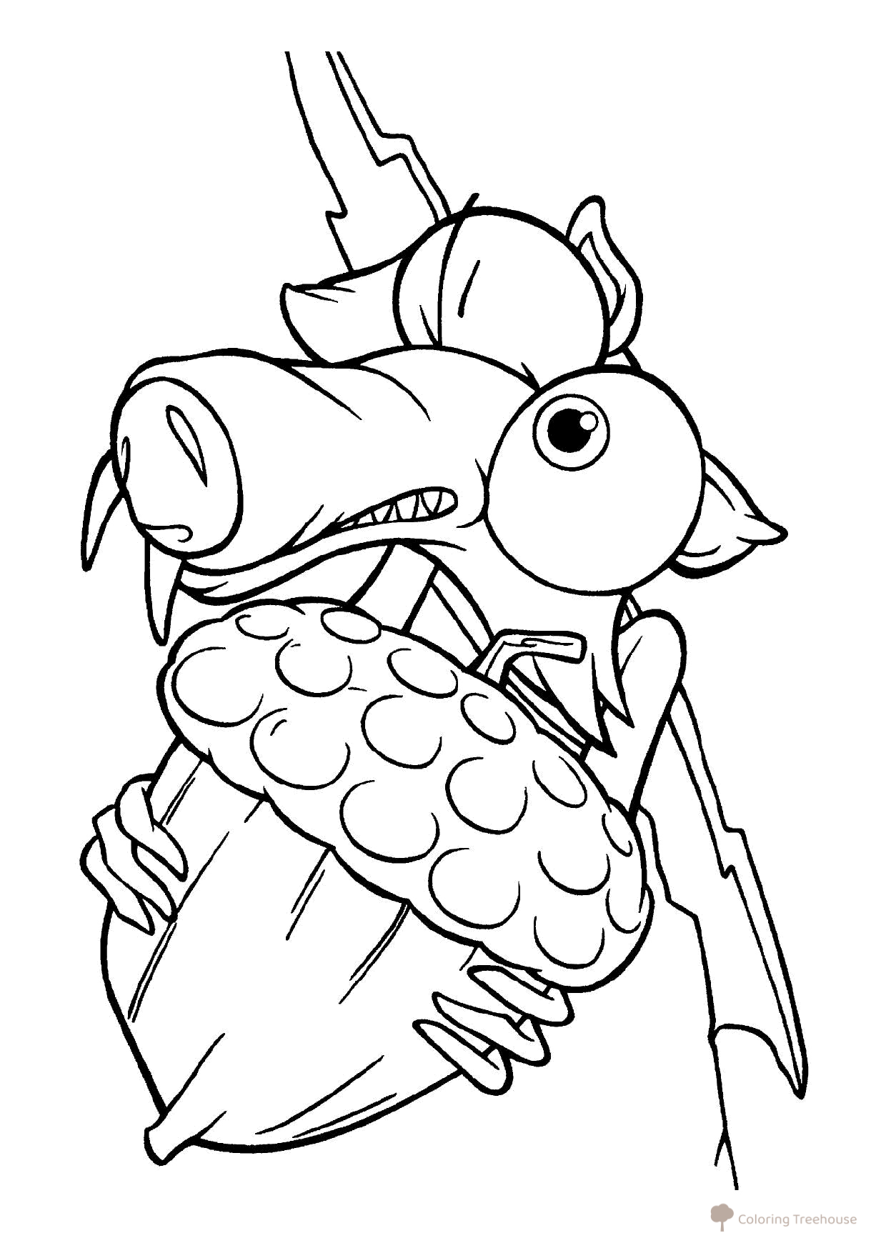 Scrat Caught the Acorn Coloring Page free printable Ice Age Coloring Pages: Manny, Sid, Diego, Scrat and More coloring page