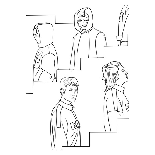 Página para colorear «Héroes de El juego del calamar 2» dibujo para colorear gratis de Páginas para colorear de El juego